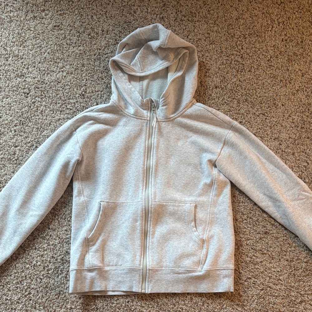 Athleta Kids Light Gray Zip-Up Hoodie